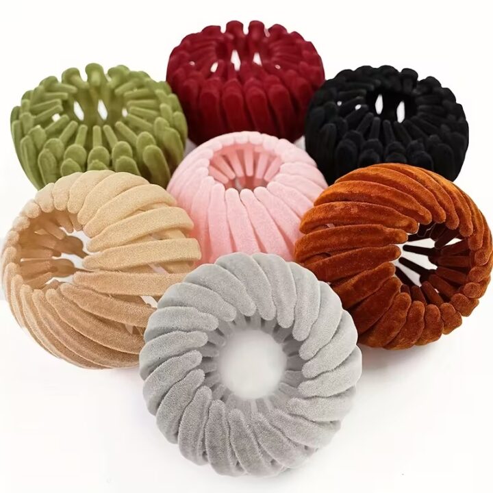 TR Creation Velvet Laddu Ponytail Holder Soft & Strong Hair Tie for Women & Girls.