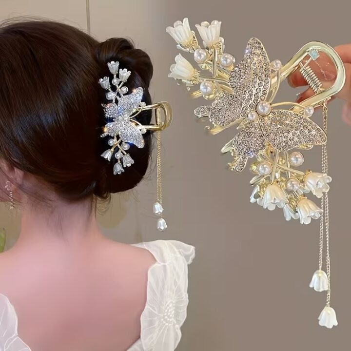 TR Creation Butterfly Metal Hair Claw Strong Grip Metal Butterfly Clip for Women & Girls.