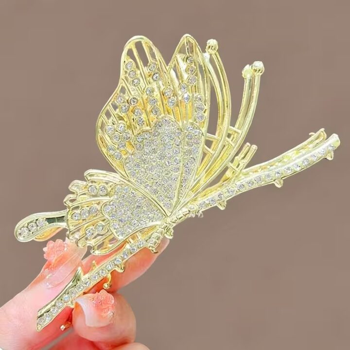 TR Creation Shine Butterfly Hair Claw Strong Grip Glitter Butterfly Clip for Women & Girls.