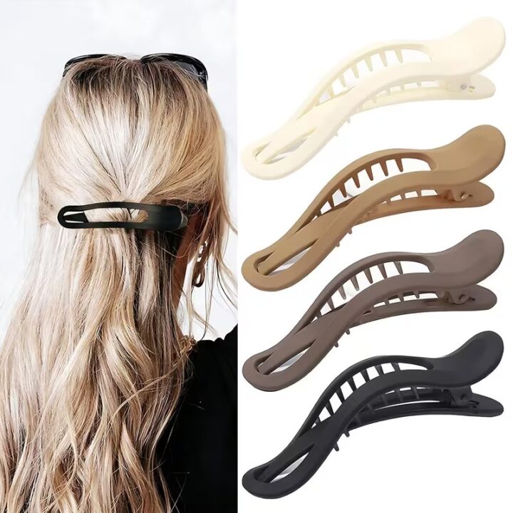 TR Creation 4 Pcs Whale Shape Hair Clips Durable & Stylish Hair Accessories for Women & Girls.