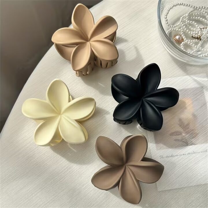 TR Creation Matte Lichi Flower Hair Claw Clips Stylish Strong Grip Hair Accessories for Women & Girls.