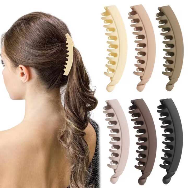 TR Creation Matte Comb Banana Hair Clip Strong Grip for Women & Girls